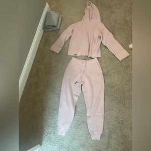 Ann Taylor pink waffle knit set. Size Medium